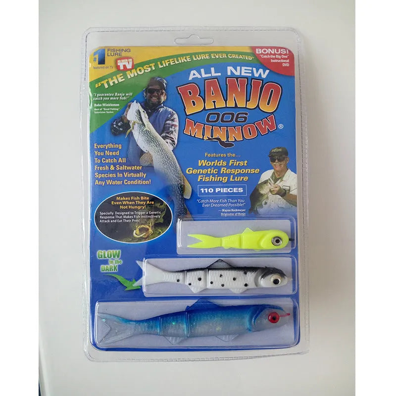 Blue PVC fishing bait set with tools for freshwater and saltwater angling
