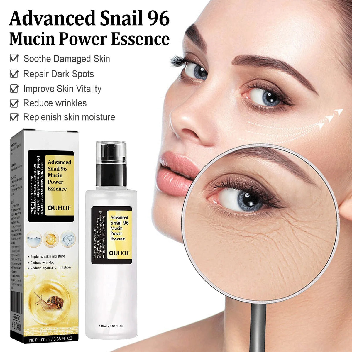 100ml bottle of Snail Serum Collagen Facial Serum for hydrating and brightening skin.