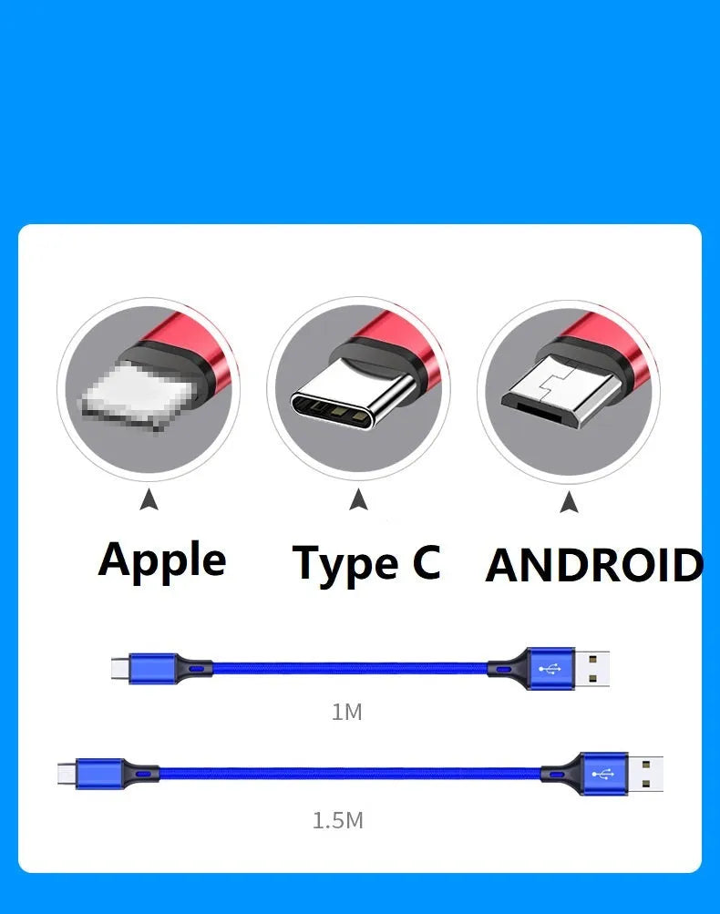 2 metre USB mobile phone charging cable in multiple colour options