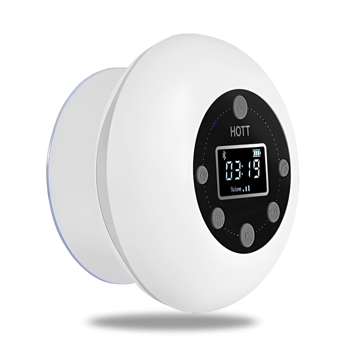 White portable Bluetooth speaker, 85x85x40mm, 240g, waterproof card, built-in battery, USB connection