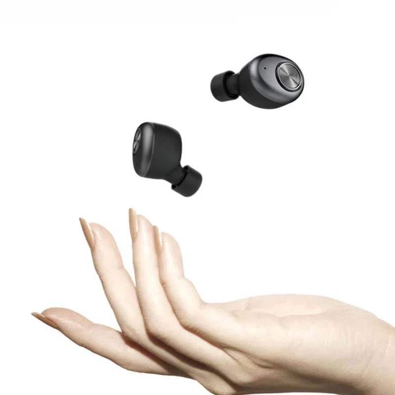 Wireless Bluetooth headset in black with Bluetooth connectivity for calls