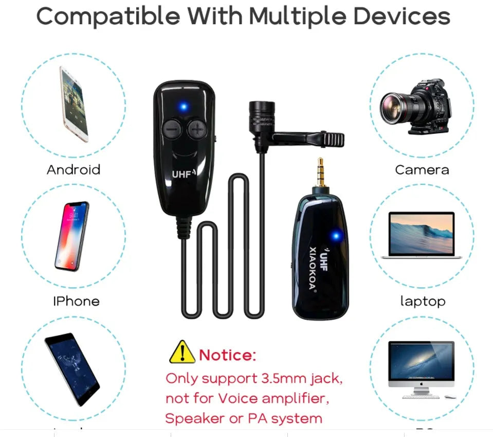 Black mobile phone lavalier microphone with 3.5mm plug and wired connection