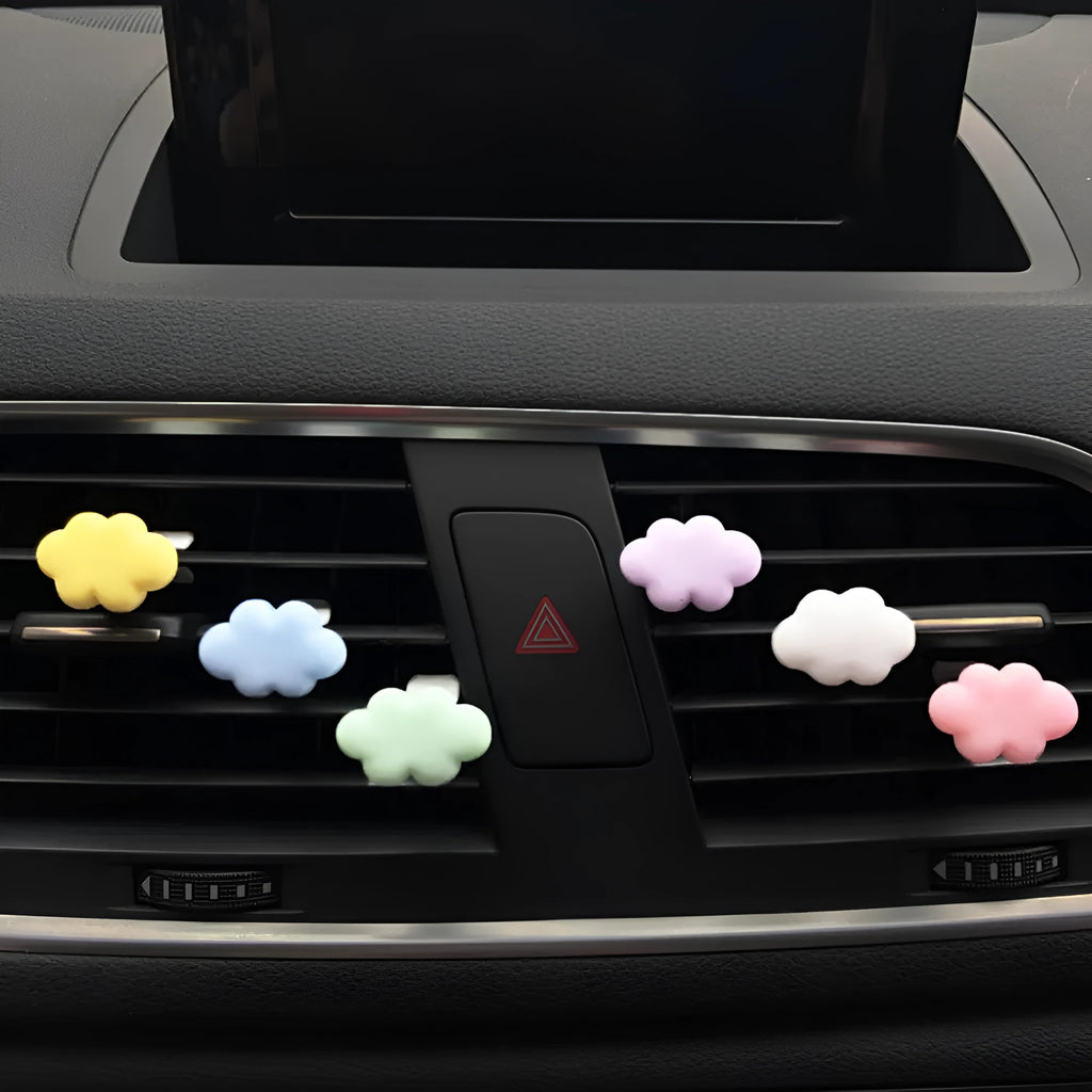 Baiyun cartoon resin car fragrance clip for air vents in assorted pastel colours.