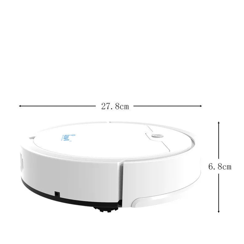 Bluetooth timing sweeping robot vacuum cleaner, black or white, 27.8cm x 7.8cm, USB rechargeable, for home use.