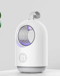 White or blue portable USB mosquito killer lamp with a top carry handle.