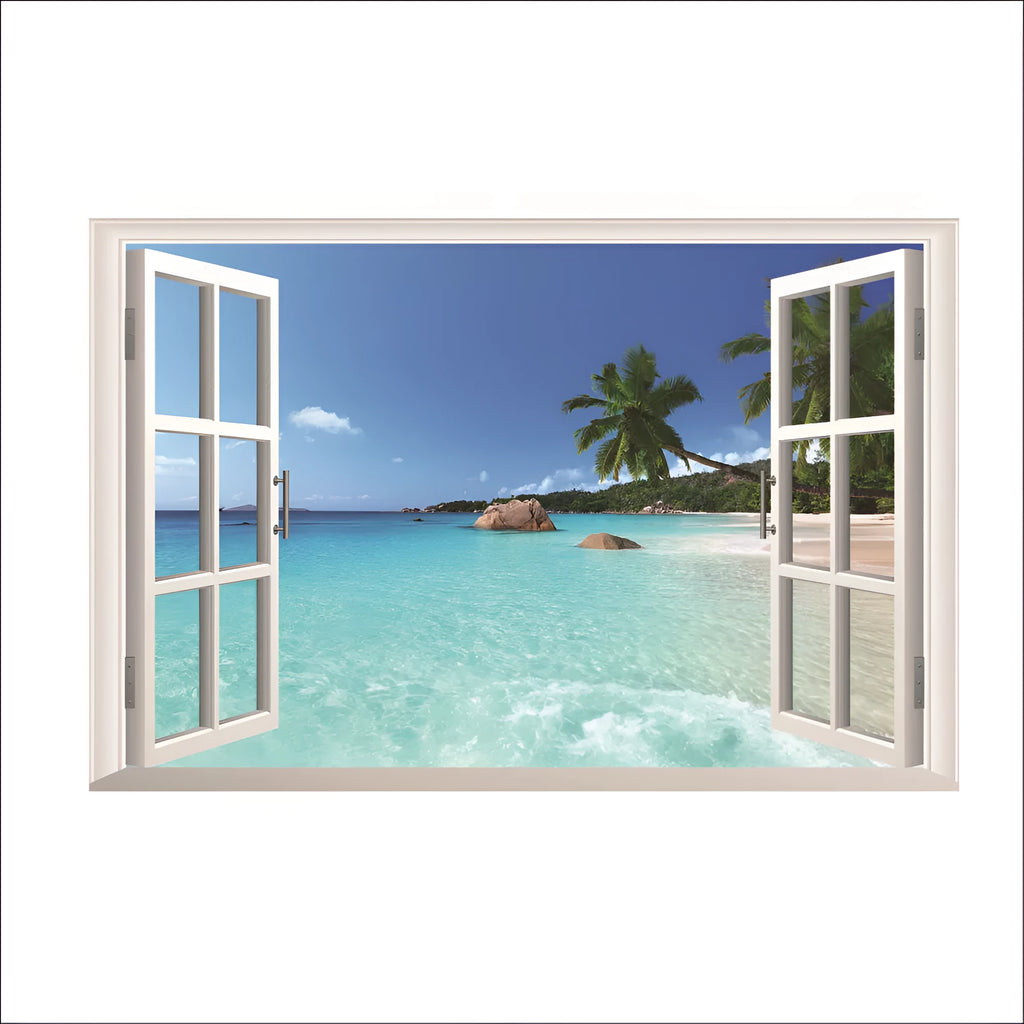 Sea view mural wall sticker 60x90cm paper and PVC composite with fire retardant coating