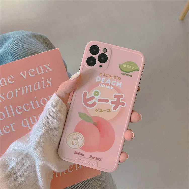 Summer peach colour soft IMD phone case for iPhone with reserved lanyard hole