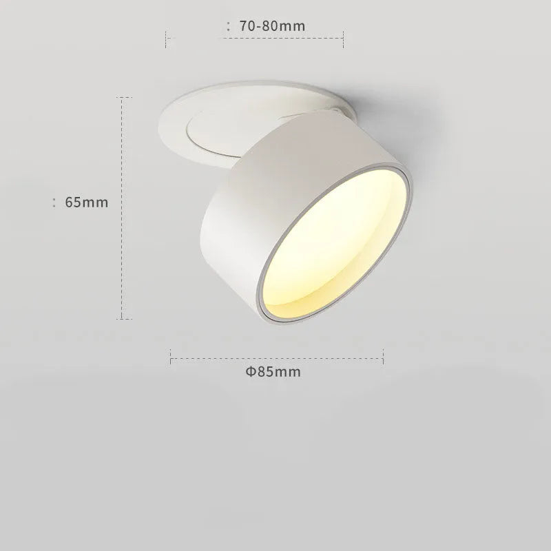 Recessed LED ceiling light in aluminium with warm light, black or white finish, 6W to 10W, IP20