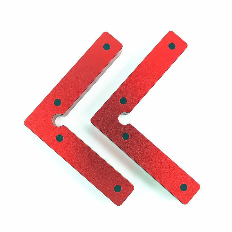 Aluminium right angle woodworking positioning block with measuring scale for jigsaw clamping
