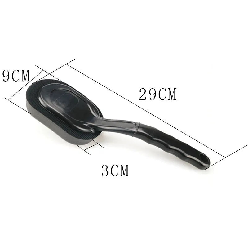 Car tyre waxing long handle sponge brush with polyester sponge head on a grey background
