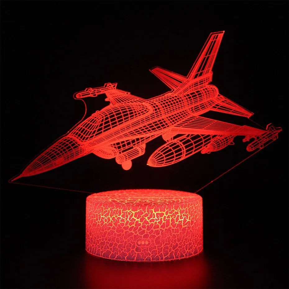 Cartoon airplane-shaped night light with acrylic shade and touch switch.