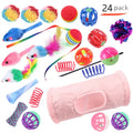Plastic cat channel toy set with single and double layer options and random colour accessories for indoor cats