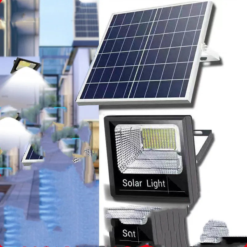 Black solar garden light with remote control for outdoor lighting