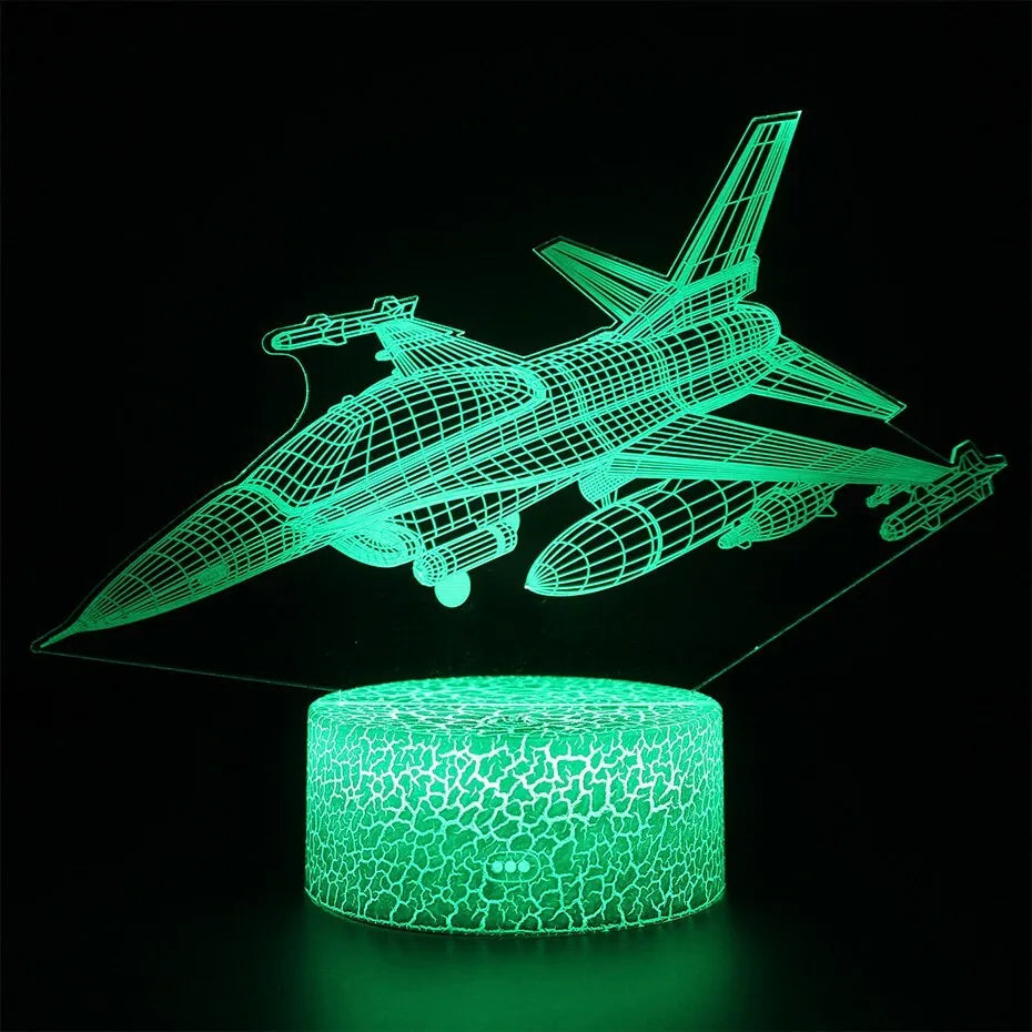 Cartoon airplane-shaped night light with acrylic shade and touch switch.