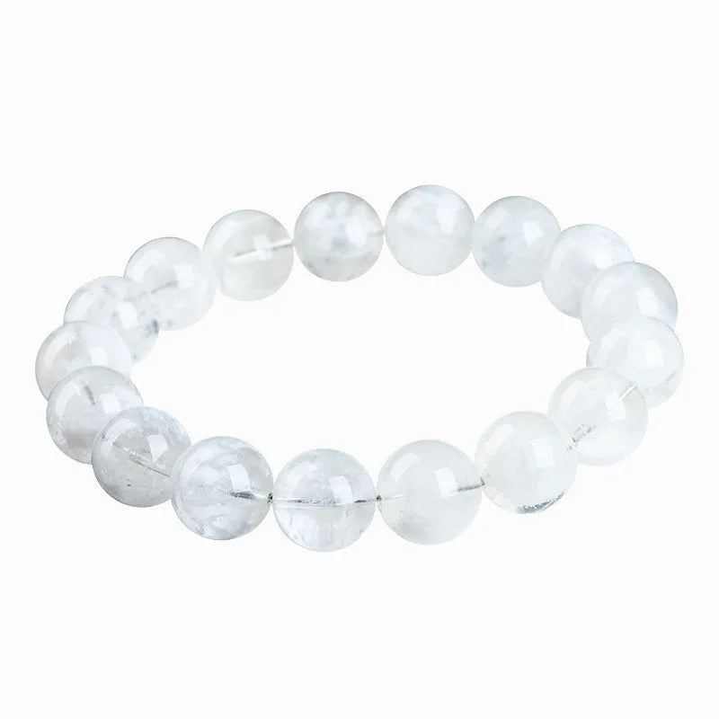 Women's crystal beaded bracelet with blizzard snowflake round beads and Ruyi Xiangyun design.