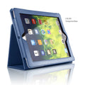 Flat protective case for iPad 2 3 4 9.7 inch in imitation leather with two-fold stand, shown in Black.