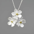 Sterling silver Myosotis sylvatica flower pendant with open-mouth floral design and electroplated finish
