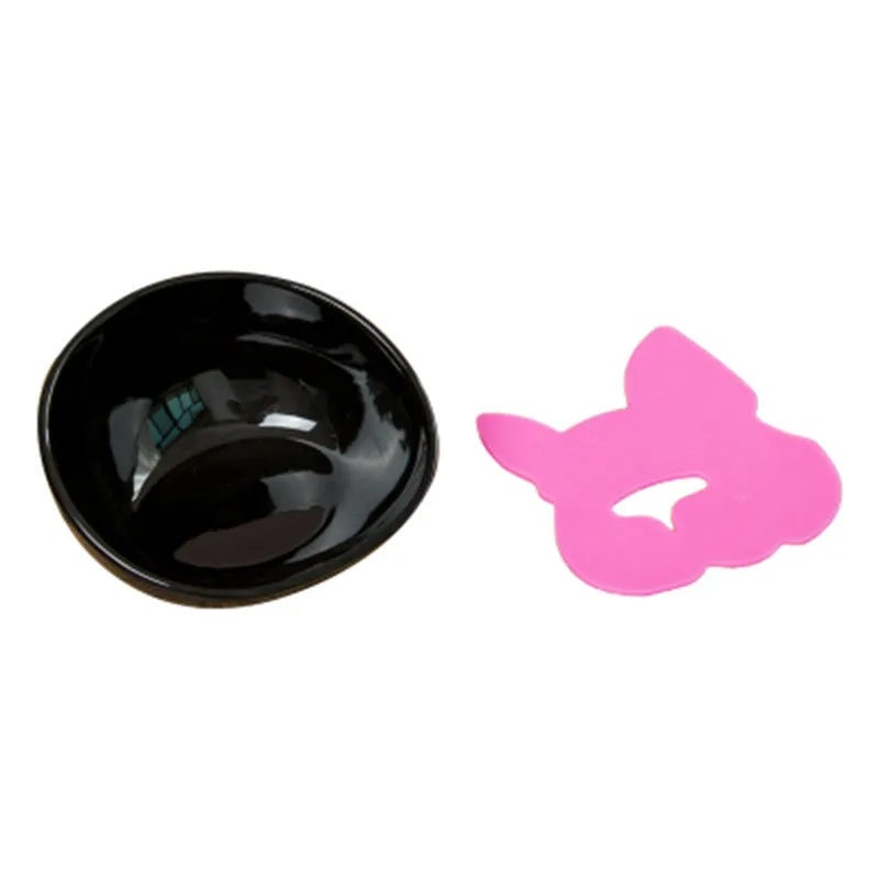 150ml ceramic pet bowl with PP dining table and silicone mat, black or white, for cats and small to medium dogs
