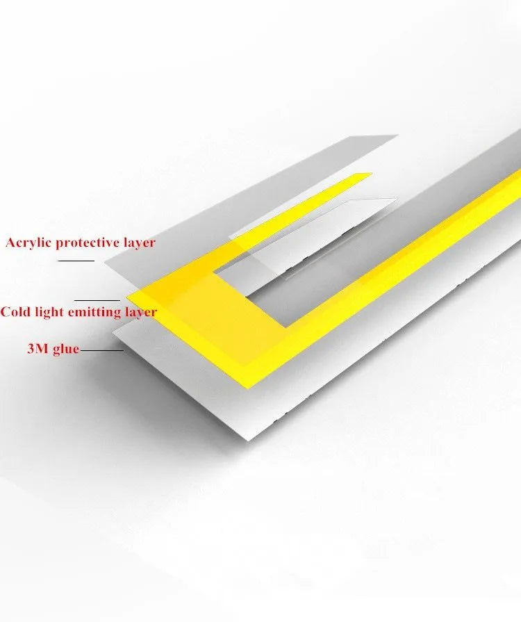 Motorcycle helmet EL cold light strip 380 x 35 mm with controller and 3M glue for night signal use