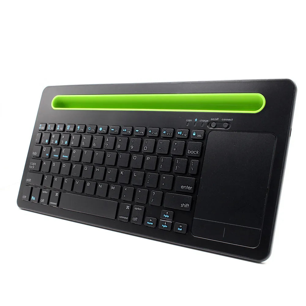 Black universal Bluetooth touch keyboard with 78 keys and touchpad for tablets and phones