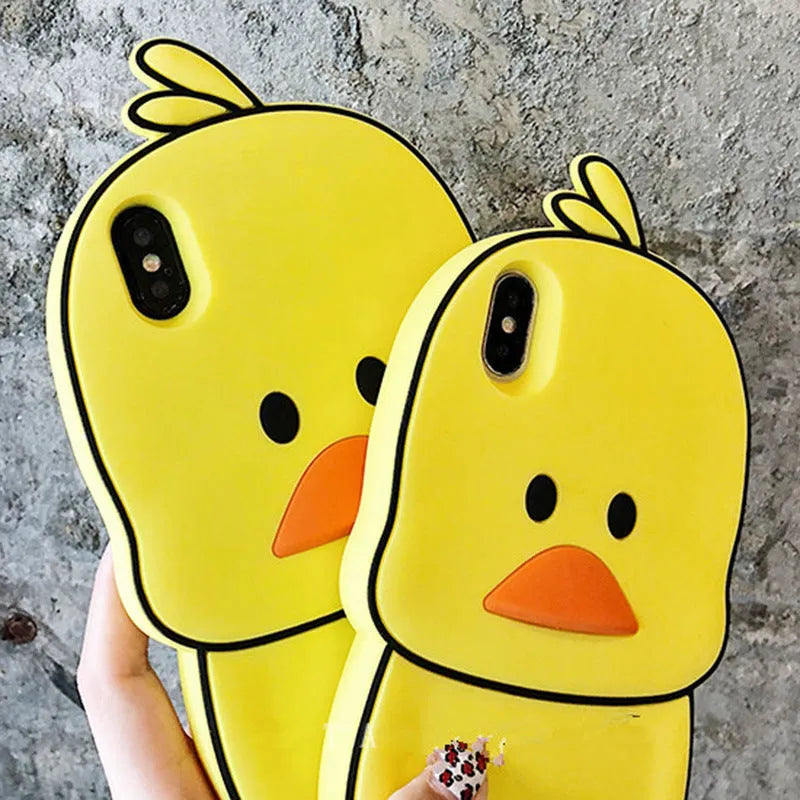 Green silicone iPhone case with a cartoon animal design on the back