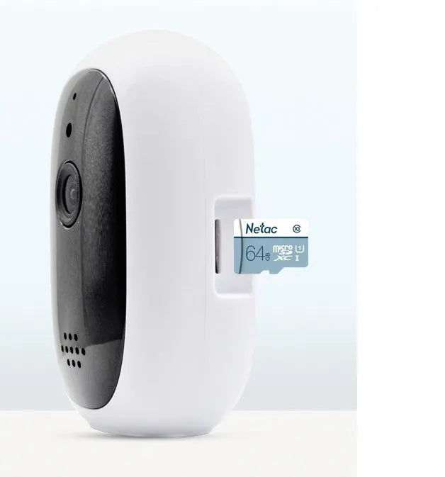 White wireless security network camera with GC1034/2033 sensor, TF card slot and cloud storage