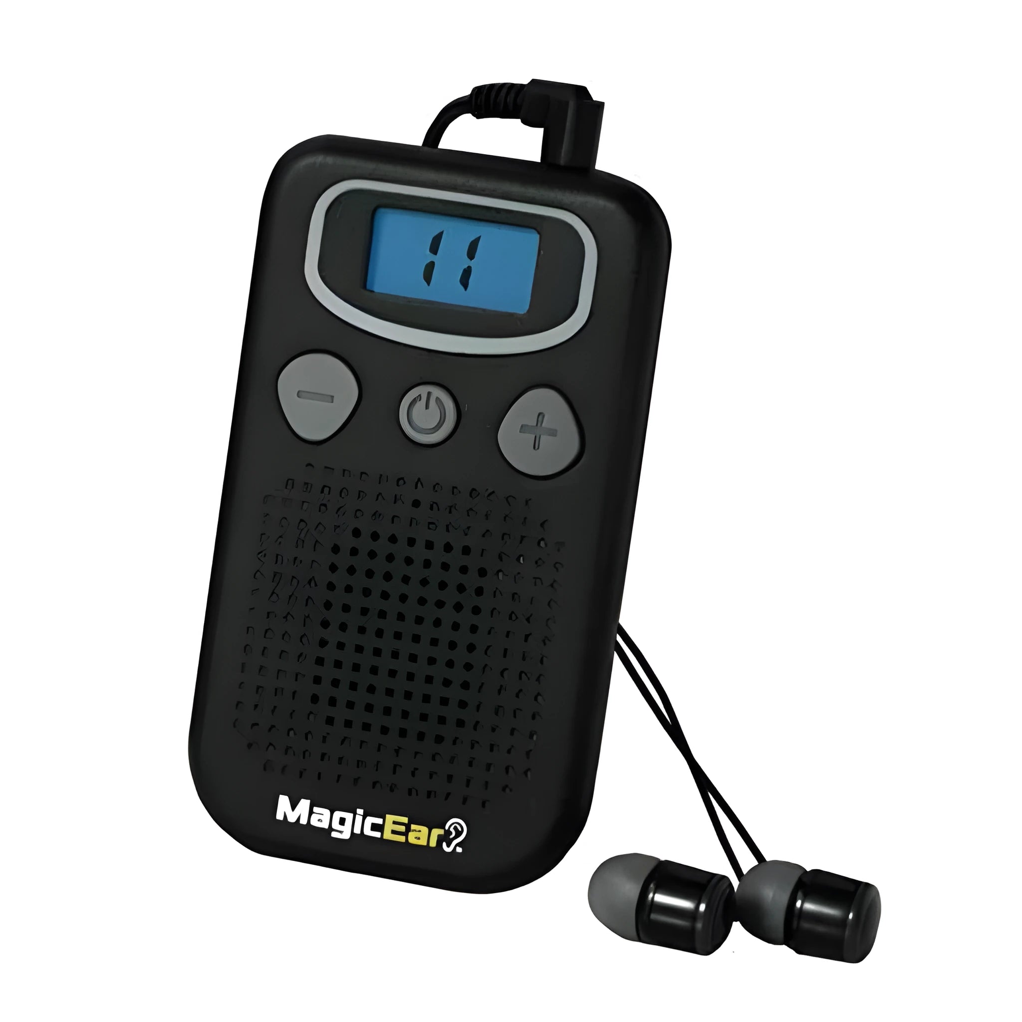 Digital display mobile hearing aid sound booster with FM radio design in brilliant ABS plastic