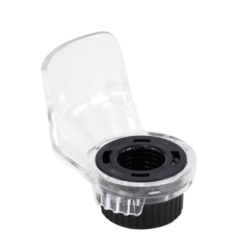 Black drill dust cover set with transparent protective cover and three copper chucks.