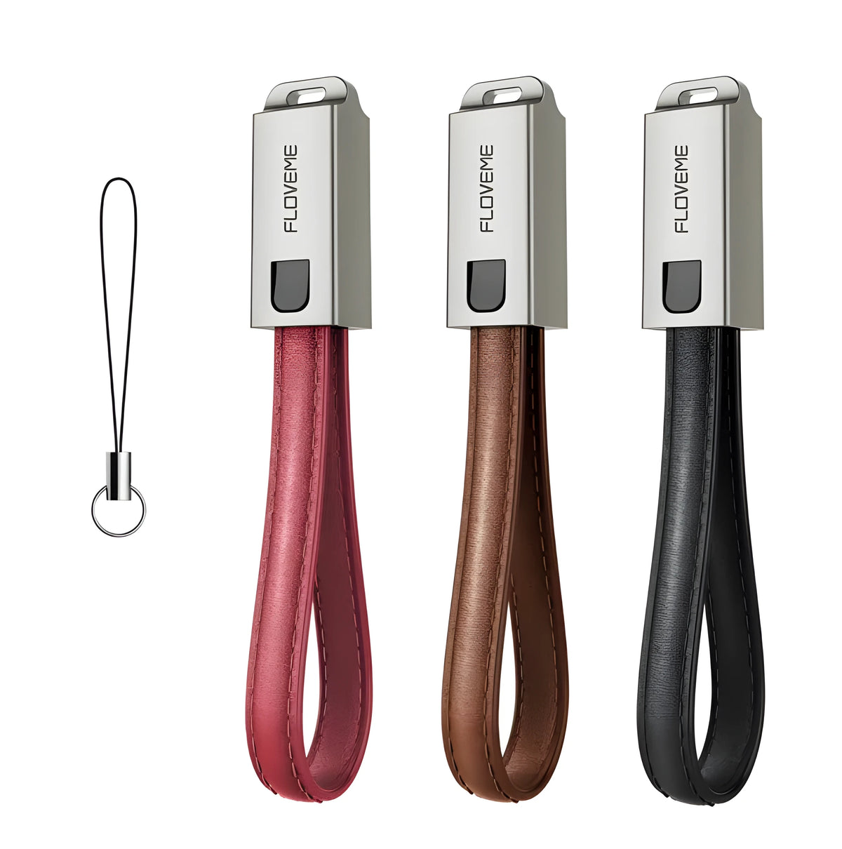Short 20cm leather-braided USB C to Apple Lightning charging cable with zinc alloy connectors