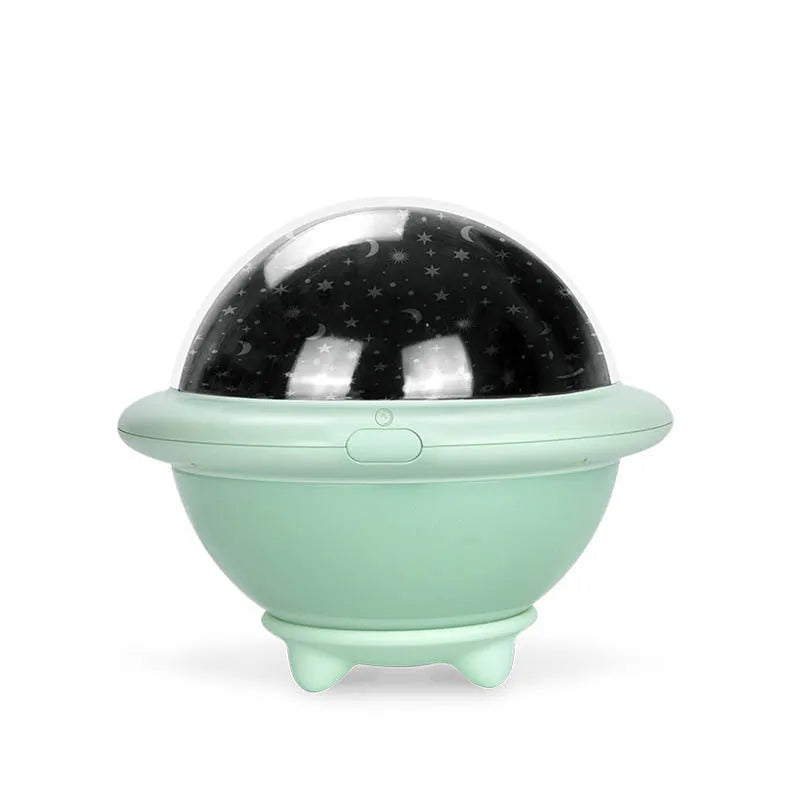 UFO-shaped starry sky projection light in plastic construction with modern design