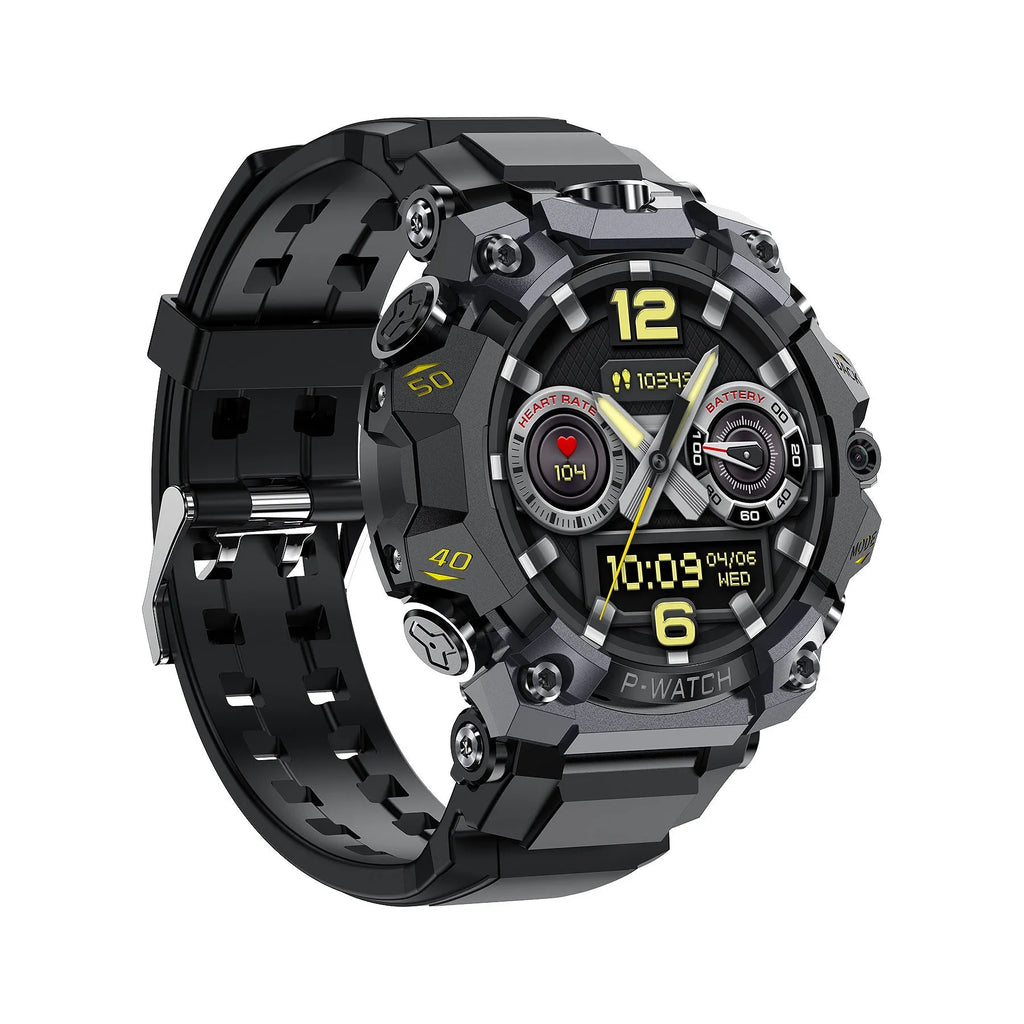 Waterproof smart watch with HD dual camera and IPS touch screen, shown in Black or Red with 2GB 16GB or 4GB 64GB options