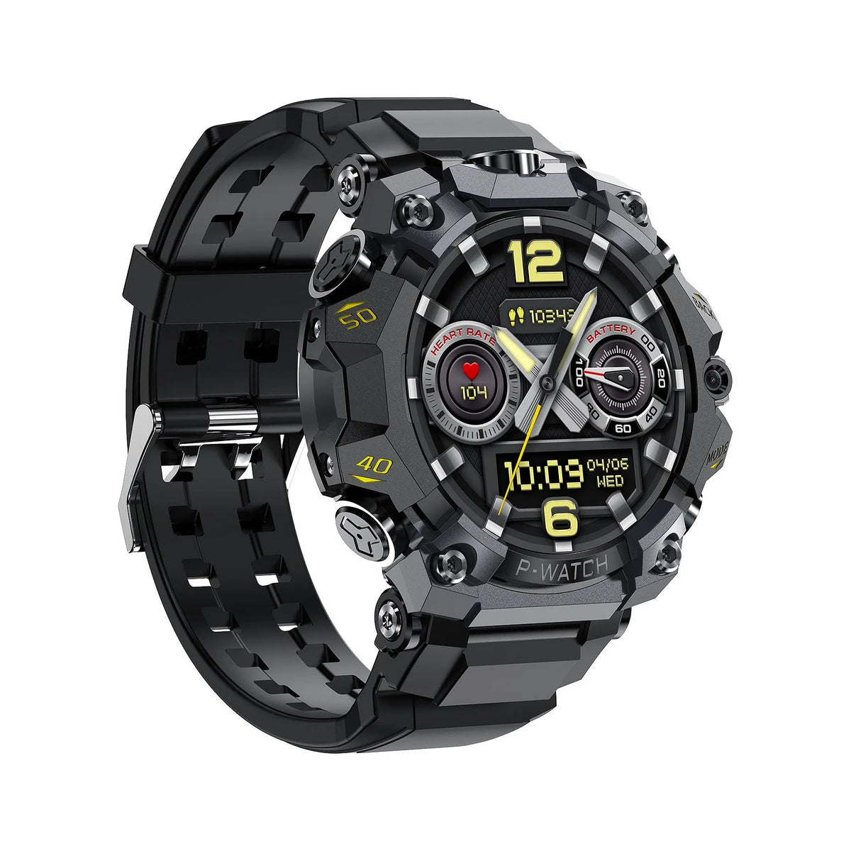 Waterproof smart watch with HD dual camera and IPS touch screen, shown in Black or Red with 2GB 16GB or 4GB 64GB options