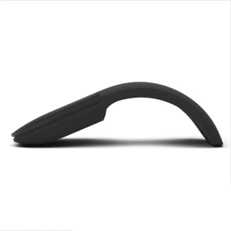 Folded Bluetooth wireless mouse showing compact size with touch surface and multiple colour options