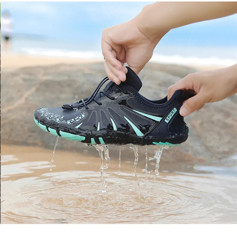 Breathable quick-drying outdoor trainers with mesh upper and non-slip rubber sole, low-top lace-up, sizes 38-47