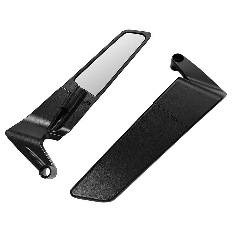 Universal foldable motorcycle rearview mirror in aluminium alloy, black, for motorcycle and electric car commuting