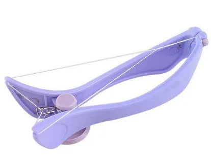 Purple manual cotton hair remover for facial and neck hair, approx. 12 x 4.5 x 3.7cm with ABS handle.