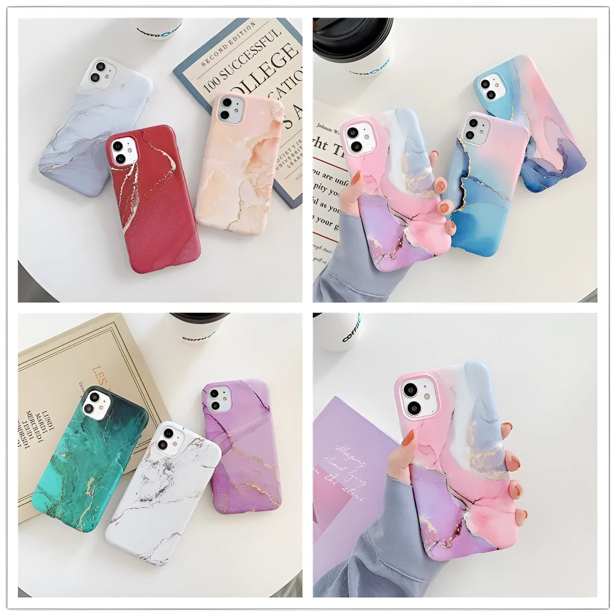 Marble TPU back cover phone case for iPhone 11 Pro Max in blue powder