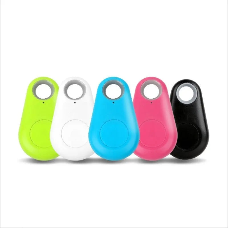 Water Drop Bluetooth anti lost tracker in black, 3.1x5.2x1.2 cm, with button and LED indicator