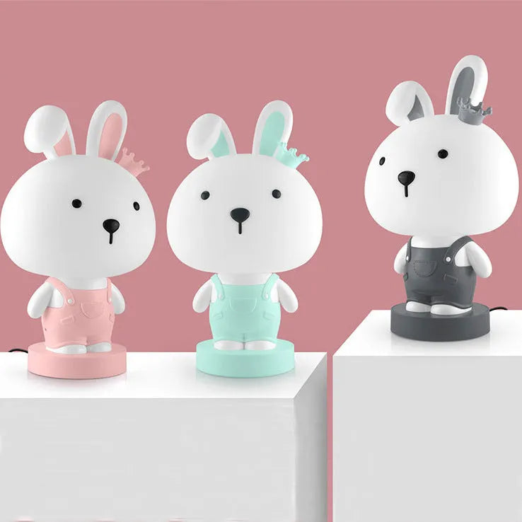 Animal cartoon table lamp with plastic shade showing bear, cattle, rabbit, or tiger design options
