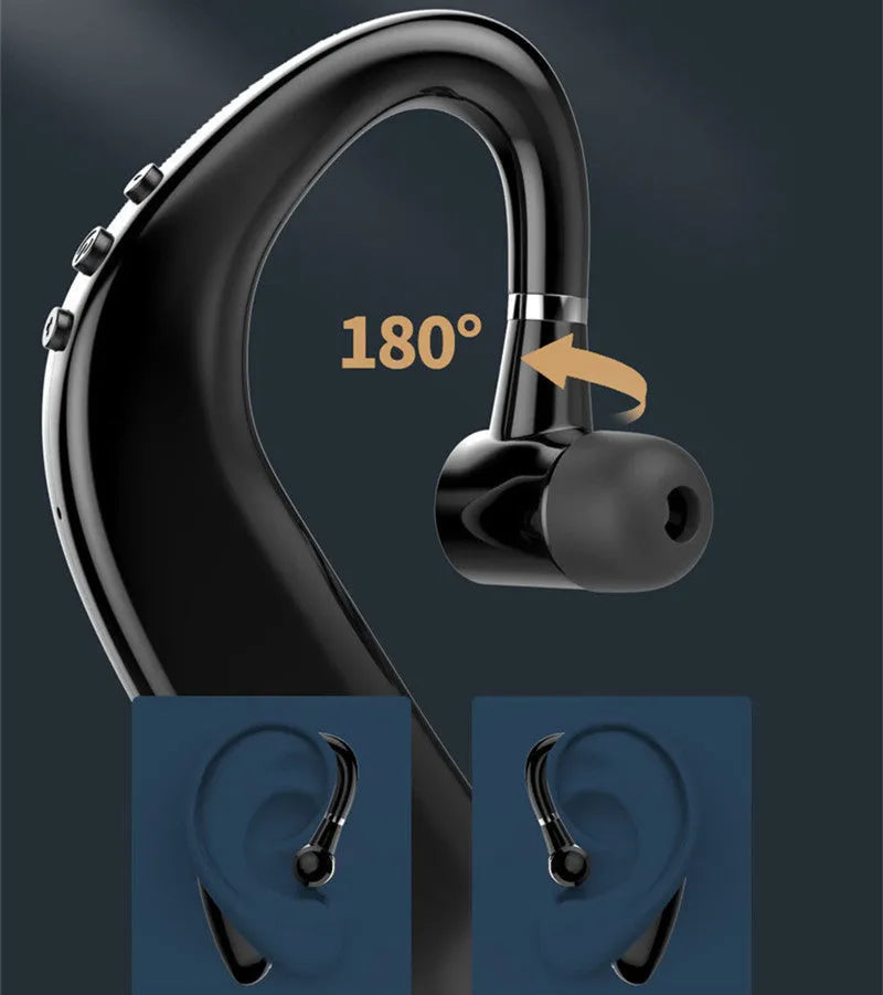 Black or blue wireless Bluetooth unilateral in-ear headset with rotatable earpiece