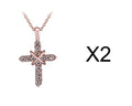 Studded Jesus cross pendant clavicle chain necklace in alloy with rose gold finish option