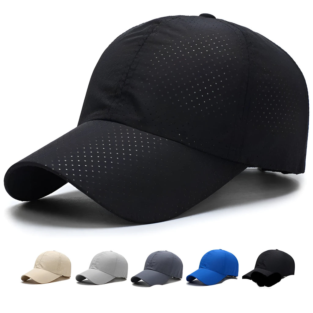 Ultra-thin quick-drying baseball cap with 11cm depth and 7.5cm brim in dark gray