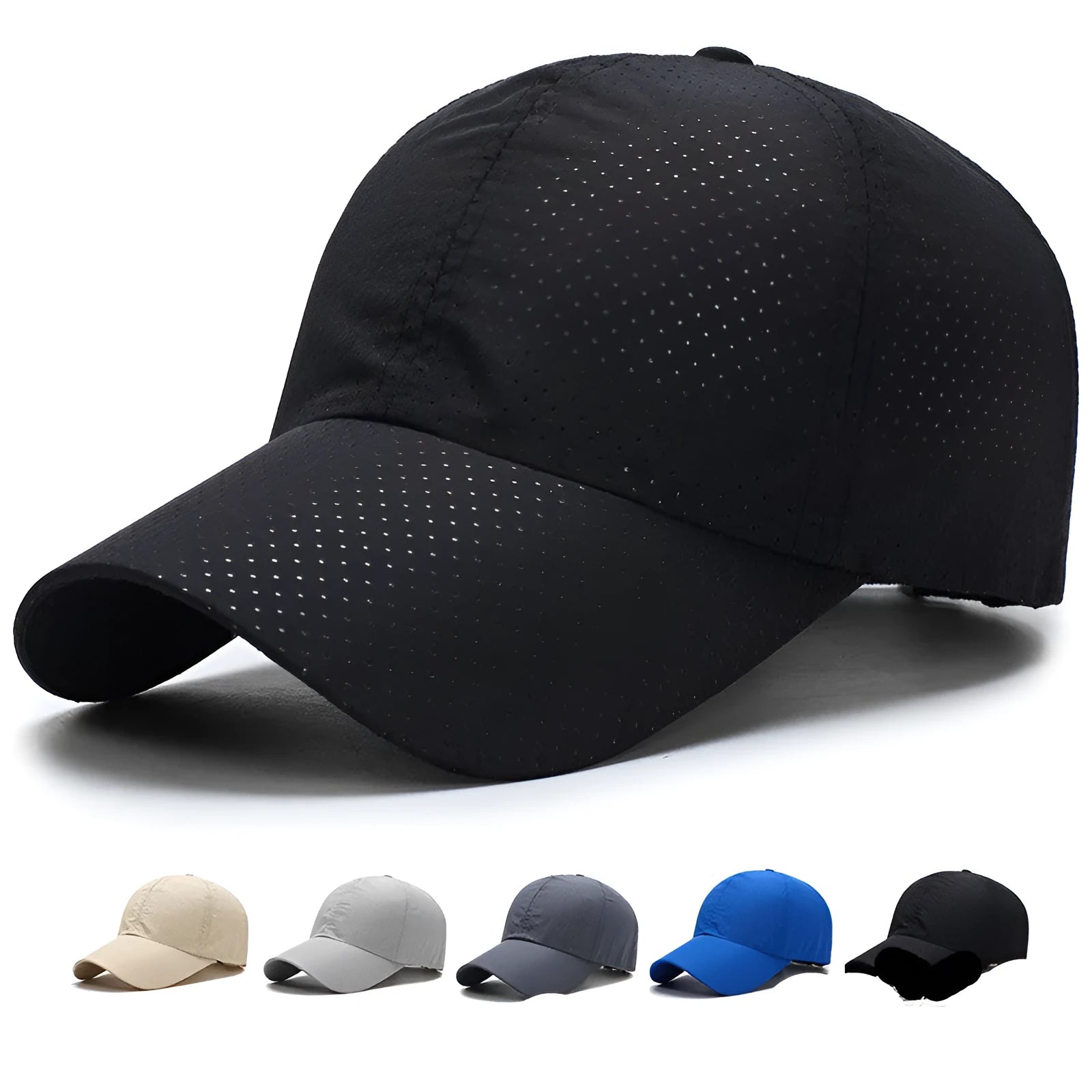 Ultra-thin quick-drying baseball cap with 11cm depth and 7.5cm brim in dark gray