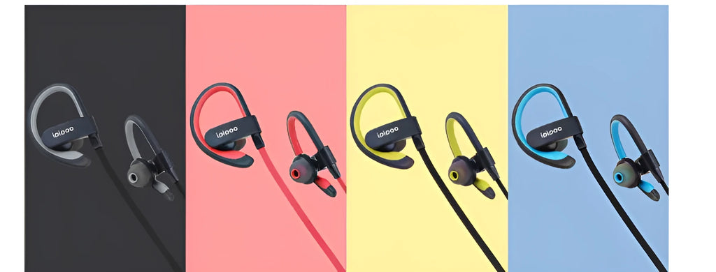 Wireless sports running headphones, Bluetooth 4.0, 10 metre range, stereo earplug design, four colours