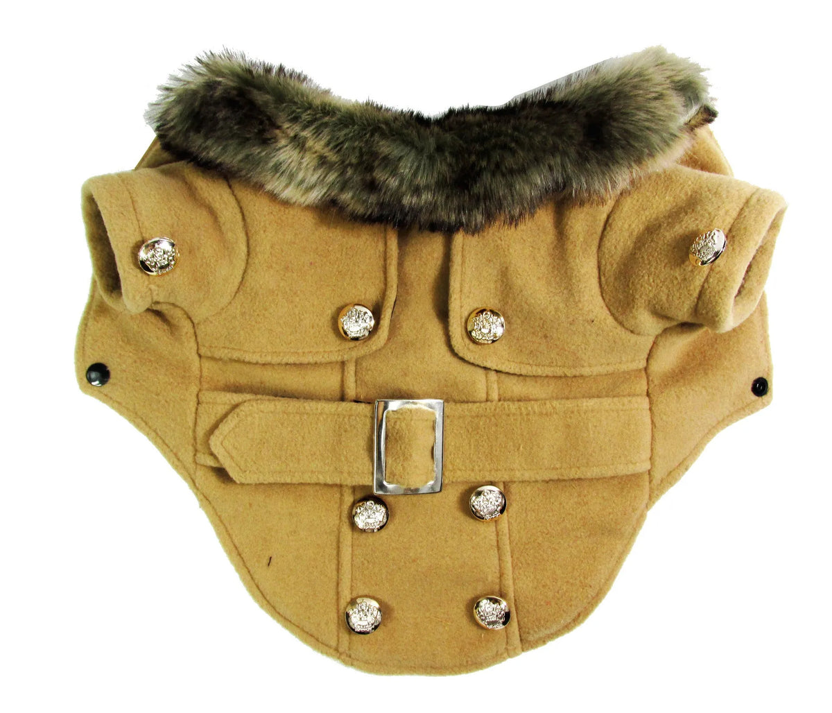 Wool blend dog coat in grey for small pets, size S to XL, warm winter jacket