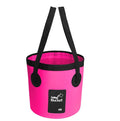 Portable folding bucket in yellow made from PVC tarpaulin, opened to 10.5 inches high with a 20L capacity