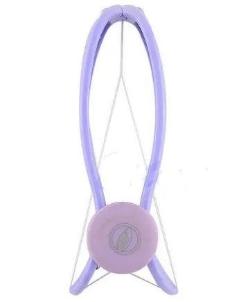 Purple manual cotton hair remover for facial and neck hair, approx. 12 x 4.5 x 3.7cm with ABS handle.