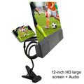 12-inch foldable mobile phone screen amplifier with adjustable gooseneck stand on a table