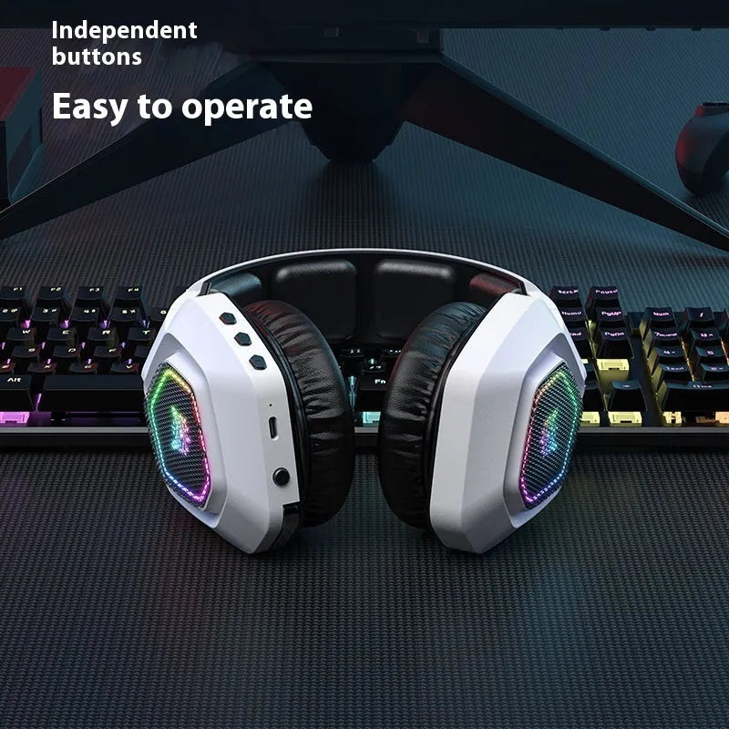 Wireless gaming headset in black or white with RGB luminous design, 2.4G receiver, Bluetooth, 192 x 97 x 200mm PC ABS body