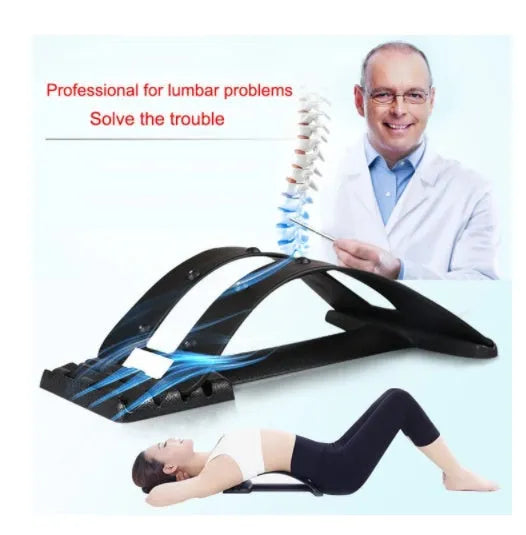 Portable back stretch massager with multi-level adjustment and spine-syncing design for daily stretching